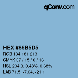 カラーコード: HEX #86B5D5 | qconv.com