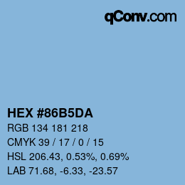 カラーコード: HEX #86B5DA | qconv.com