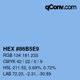 颜色代码: HEX #86B5E9 | qconv.com