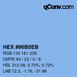 カラーコード: HEX #86B5EB | qconv.com