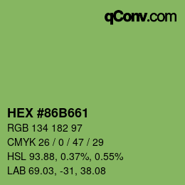 Color code: HEX #86B661 | qconv.com