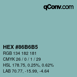 Color code: HEX #86B6B5 | qconv.com