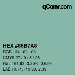 カラーコード: HEX #86B7A8 | qconv.com