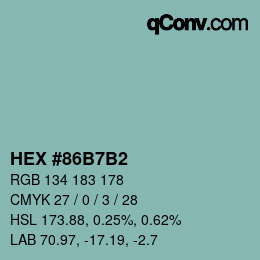 Color code: HEX #86B7B2 | qconv.com