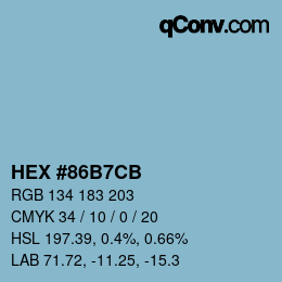 Farbcode: HEX #86B7CB | qconv.com