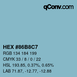 カラーコード: HEX #86B8C7 | qconv.com