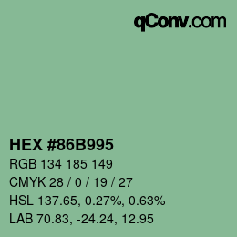 カラーコード: HEX #86B995 | qconv.com