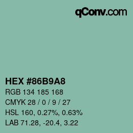 颜色代码: HEX #86B9A8 | qconv.com
