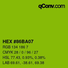 Color code: HEX #86BA07 | qconv.com