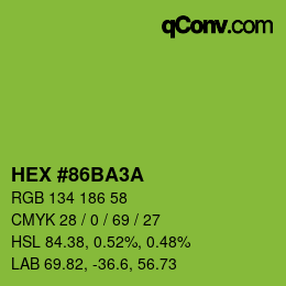 カラーコード: HEX #86BA3A | qconv.com