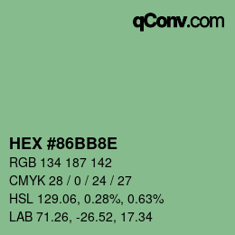 颜色代码: HEX #86BB8E | qconv.com
