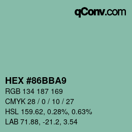 Color code: HEX #86BBA9 | qconv.com