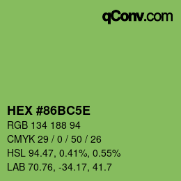 カラーコード: HEX #86BC5E | qconv.com
