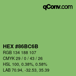 Color code: HEX #86BC6B | qconv.com