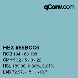 Color code: HEX #86BCC6 | qconv.com