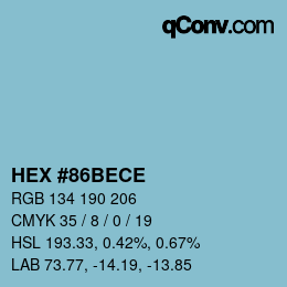 Color code: HEX #86BECE | qconv.com