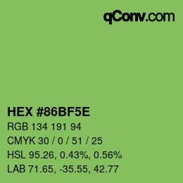 Farbcode: HEX #86BF5E | qconv.com