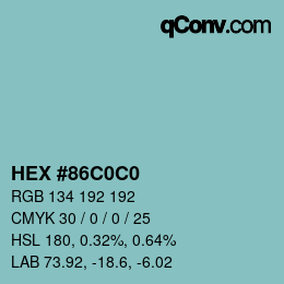 Color code: HEX #86C0C0 | qconv.com