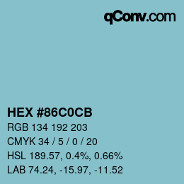 Farbcode: HEX #86C0CB | qconv.com