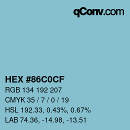 Color code: HEX #86C0CF | qconv.com