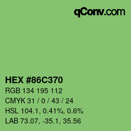 Farbcode: HEX #86C370 | qconv.com