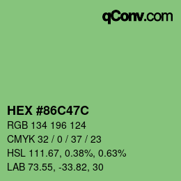 カラーコード: HEX #86C47C | qconv.com