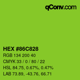 Farbcode: HEX #86C828 | qconv.com