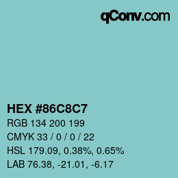 Color code: HEX #86C8C7 | qconv.com