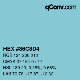 颜色代码: HEX #86C8D4 | qconv.com