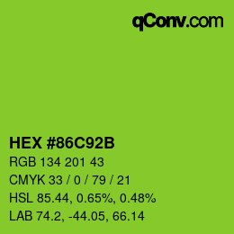 カラーコード: HEX #86C92B | qconv.com