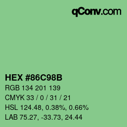 Color code: HEX #86C98B | qconv.com