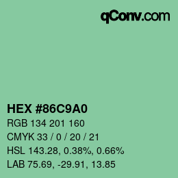 カラーコード: HEX #86C9A0 | qconv.com