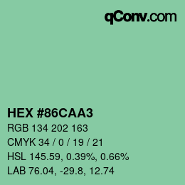 Color code: HEX #86CAA3 | qconv.com