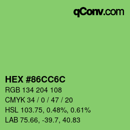 Color code: HEX #86CC6C | qconv.com