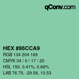 颜色代码: HEX #86CCA9 | qconv.com