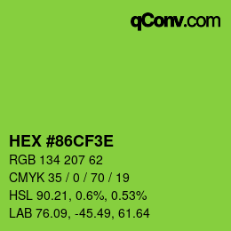 Color code: HEX #86CF3E | qconv.com