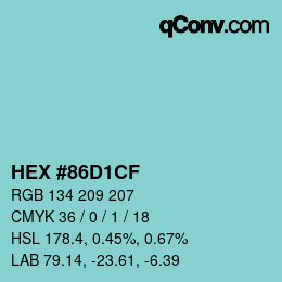 Color code: HEX #86D1CF | qconv.com