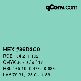 カラーコード: HEX #86D3C0 | qconv.com