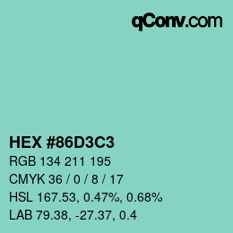 Color code: HEX #86D3C3 | qconv.com