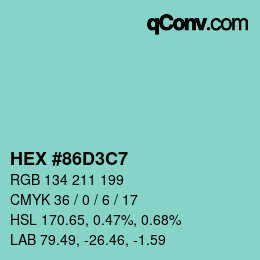Color code: HEX #86D3C7 | qconv.com