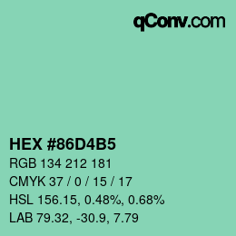 カラーコード: HEX #86D4B5 | qconv.com