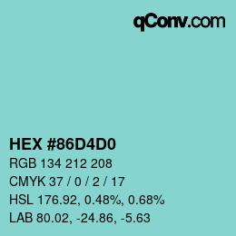 Color code: HEX #86D4D0 | qconv.com