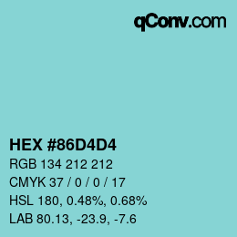 カラーコード: HEX #86D4D4 | qconv.com