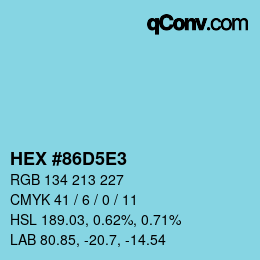 カラーコード: HEX #86D5E3 | qconv.com