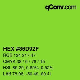 カラーコード: HEX #86D92F | qconv.com