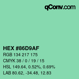 Color code: HEX #86D9AF | qconv.com