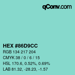 Color code: HEX #86D9CC | qconv.com