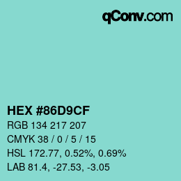 Color code: HEX #86D9CF | qconv.com