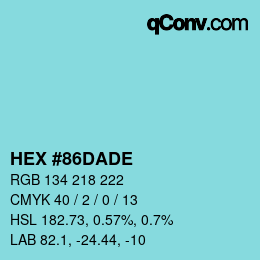 Color code: HEX #86DADE | qconv.com