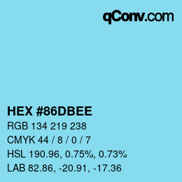 カラーコード: HEX #86DBEE | qconv.com